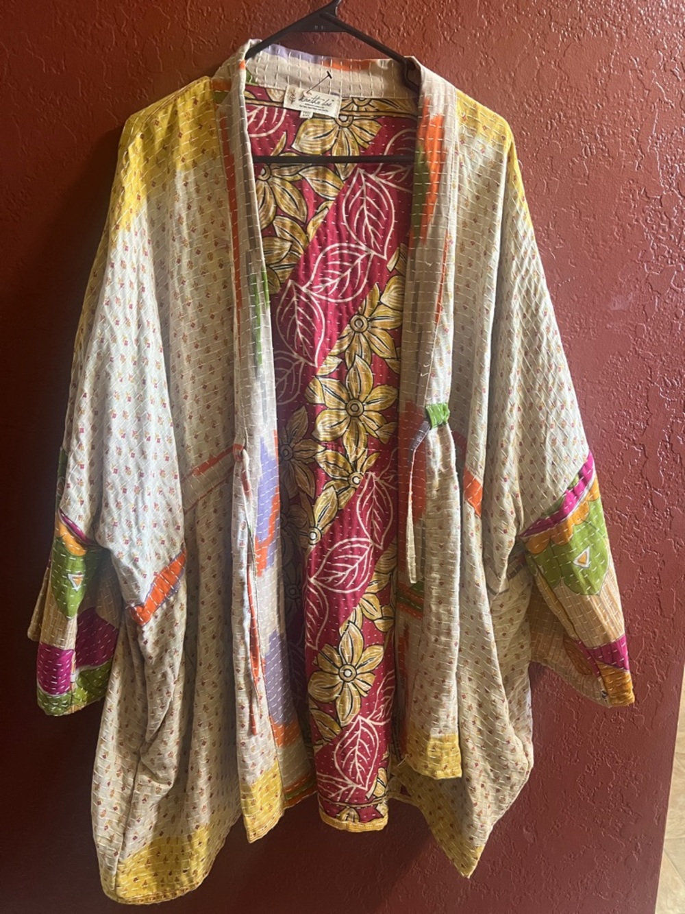 Bohemian Reversible Floral Kimono Jacket - Multicolor